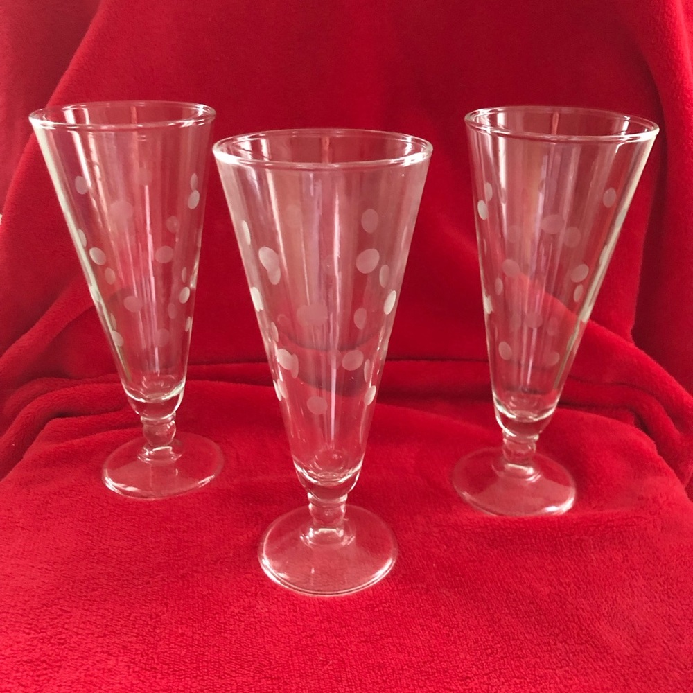 3 Anchor Hocking Vintage Mid Century Modern Pilsner Tumblers Etched Dots